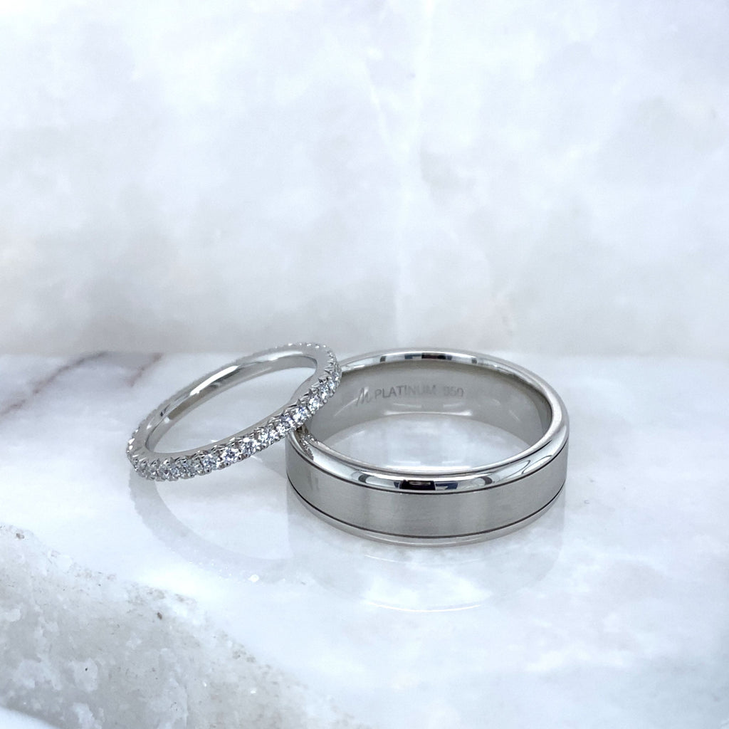 Custom Platinum & Diamond Eternity Men's & Women's Wedding Rings
