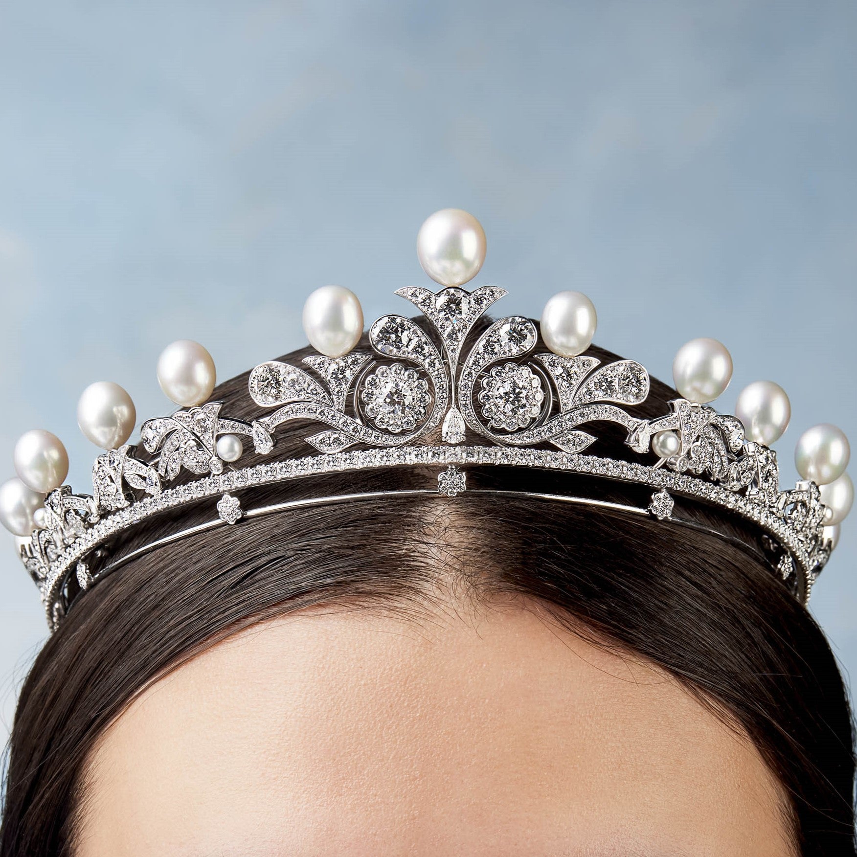 Tiara Rollo Almond Diamond Pearl Tiara Natural Pearl And Diamond Tiara | Magnificent