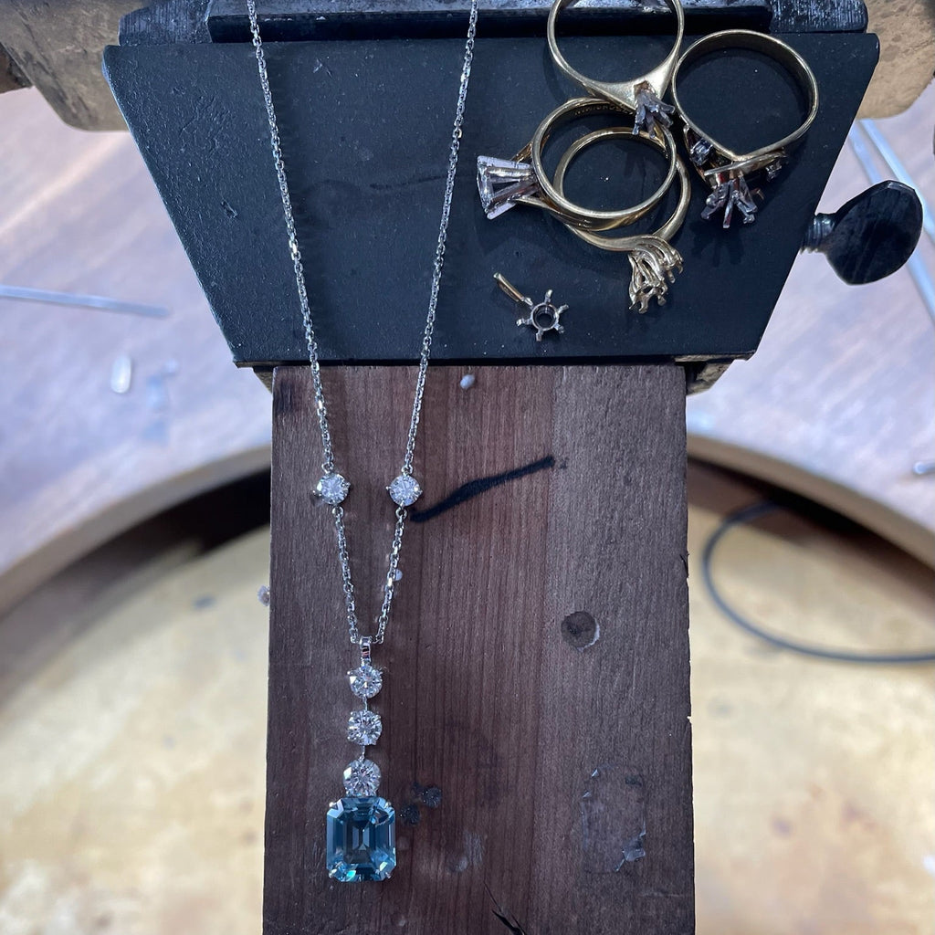 Diamond & Aquamarine Necklace Jewellery Remake by Matthew Ely Jewellery