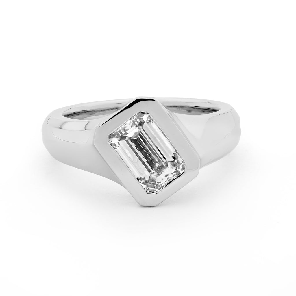 Emerald-Cut Diamond Signet Ring