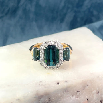 Engraved Tourmaline & Diamond Ring A Mother's Love by Matthew Ely Jewellery