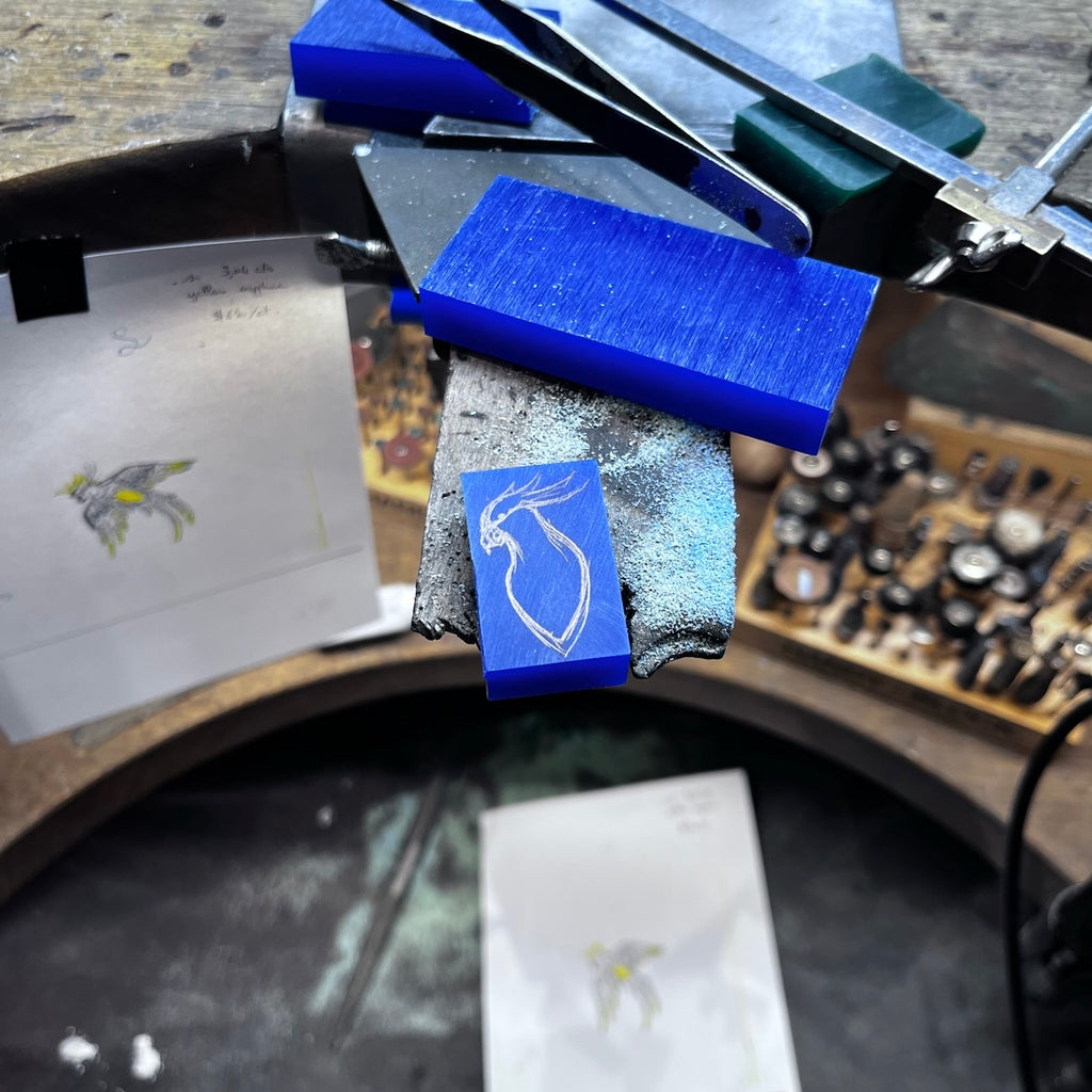 Handcrafting a Ruby & Black Diamond Cockatoo Brooch