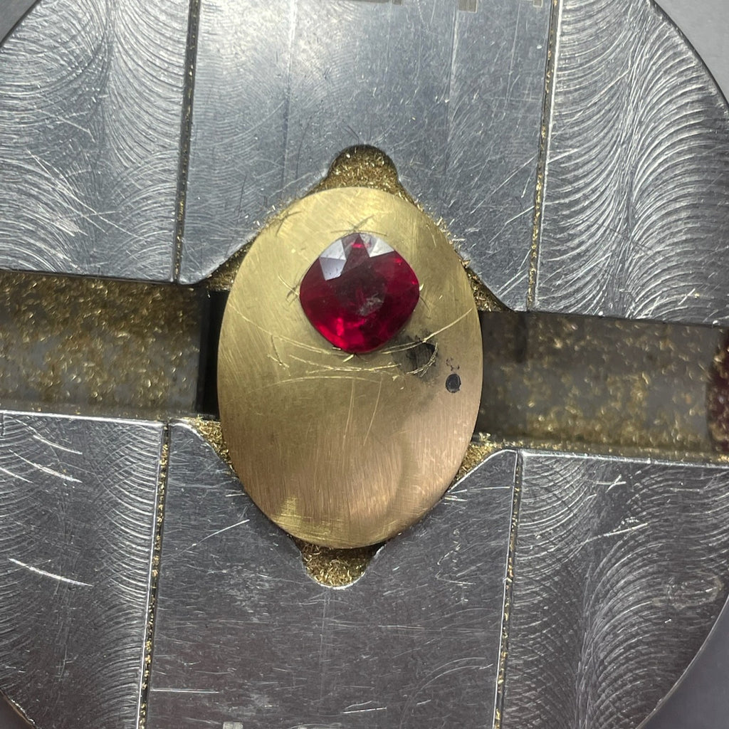 Handcrafting a pair of Burmese Ruby & Champagne Diamond earrings