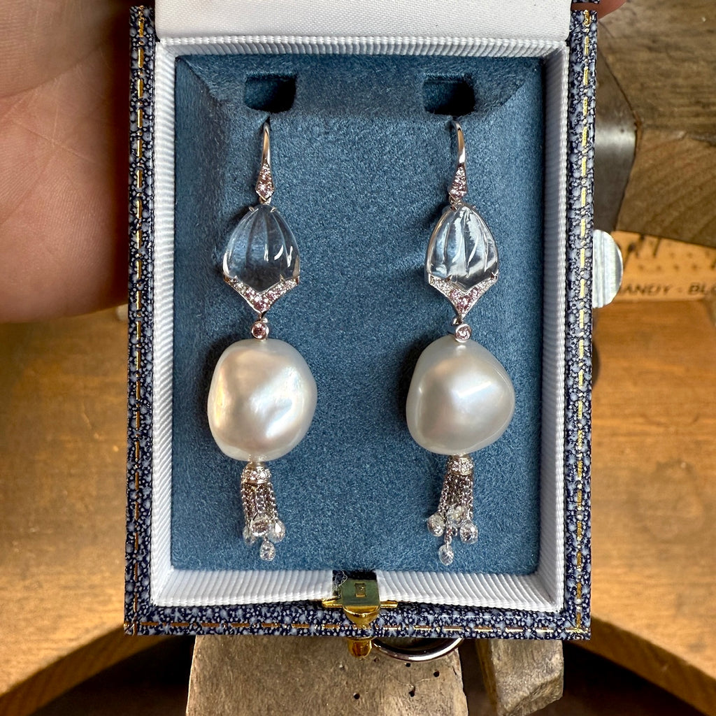 Keshi Pearl & Pink Diamond Earrings