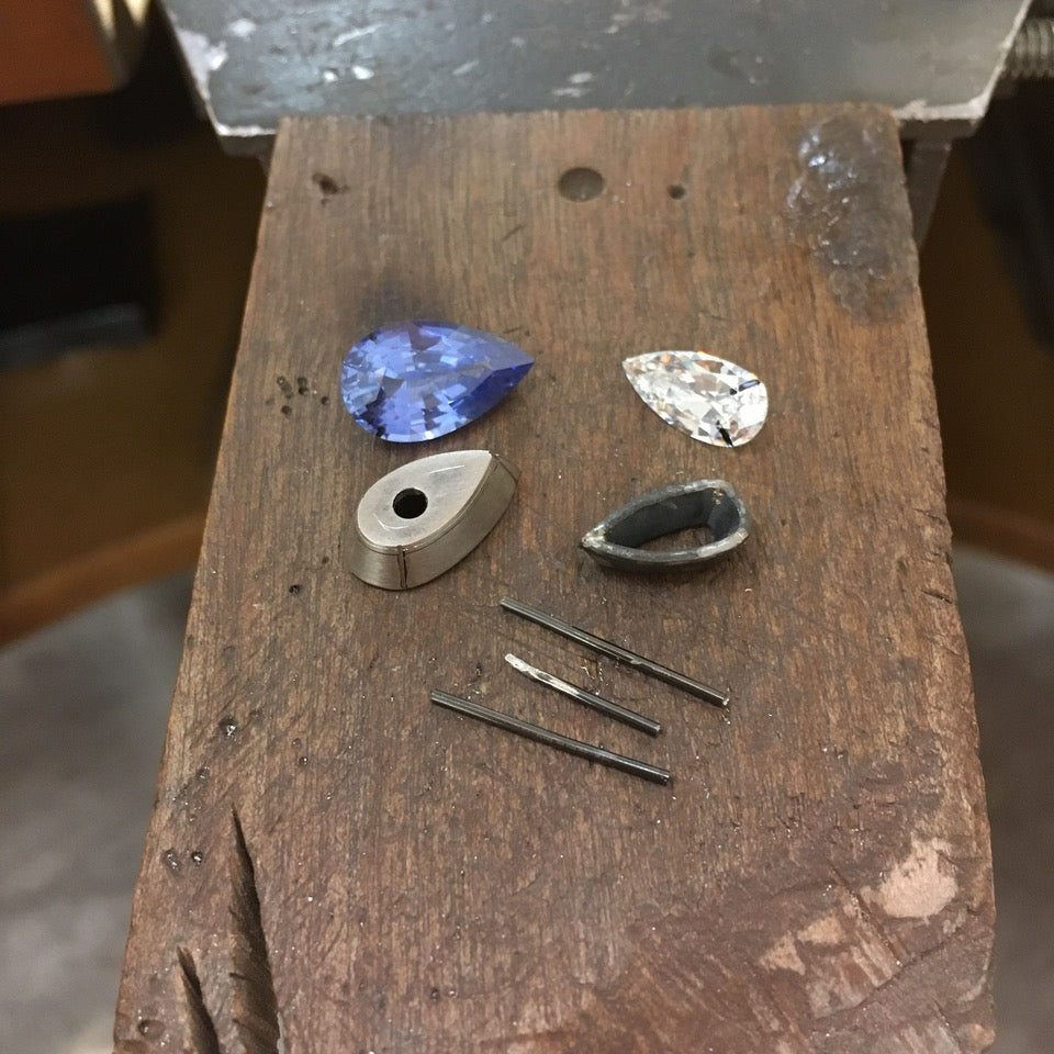 22ct Unheated Blue Sapphire & Diamond Necklace | Custom Matthew Ely