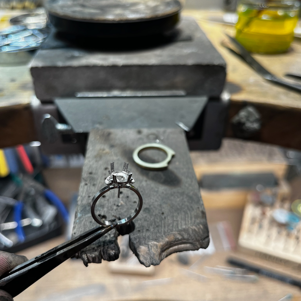 Making of a 3-Stone Diamond Engagement Ring Custom Made
