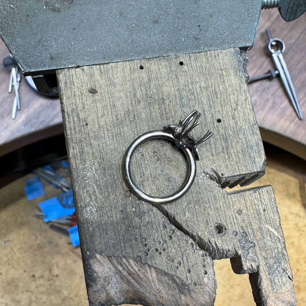 Making of an 18ct White Gold, Sapphire, Argyle Pink, Blue & Green Diamond Ring