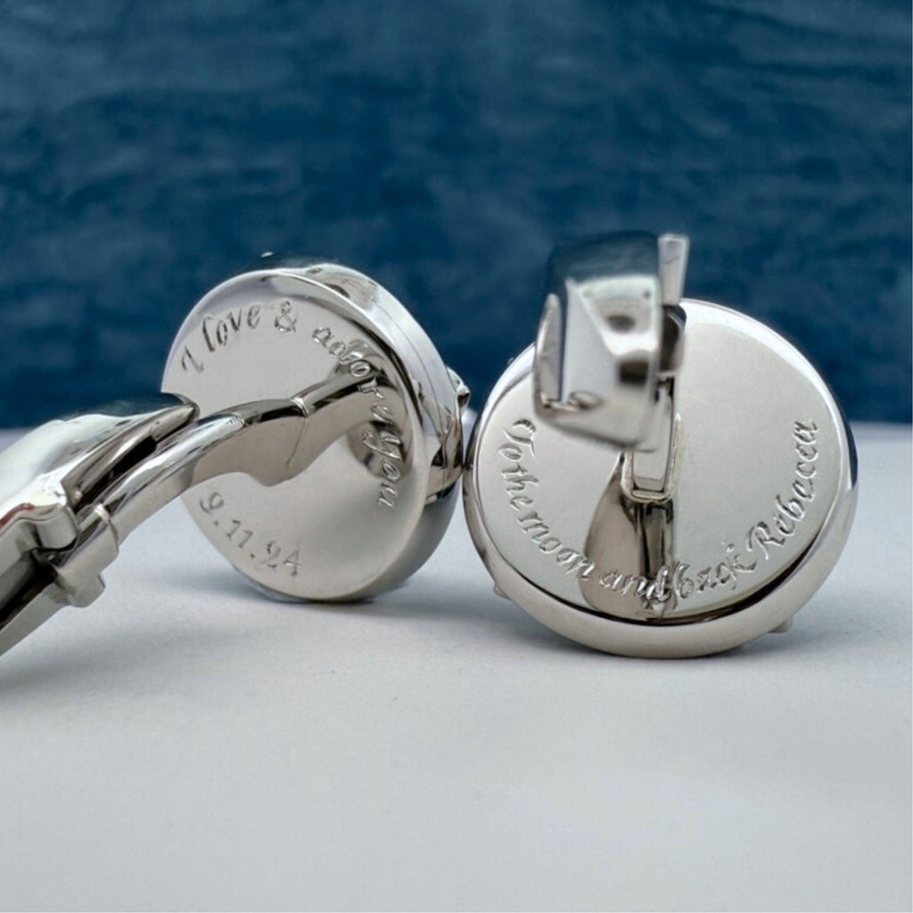 Men's Black Diamond Cufflinks Custom Made Engraved