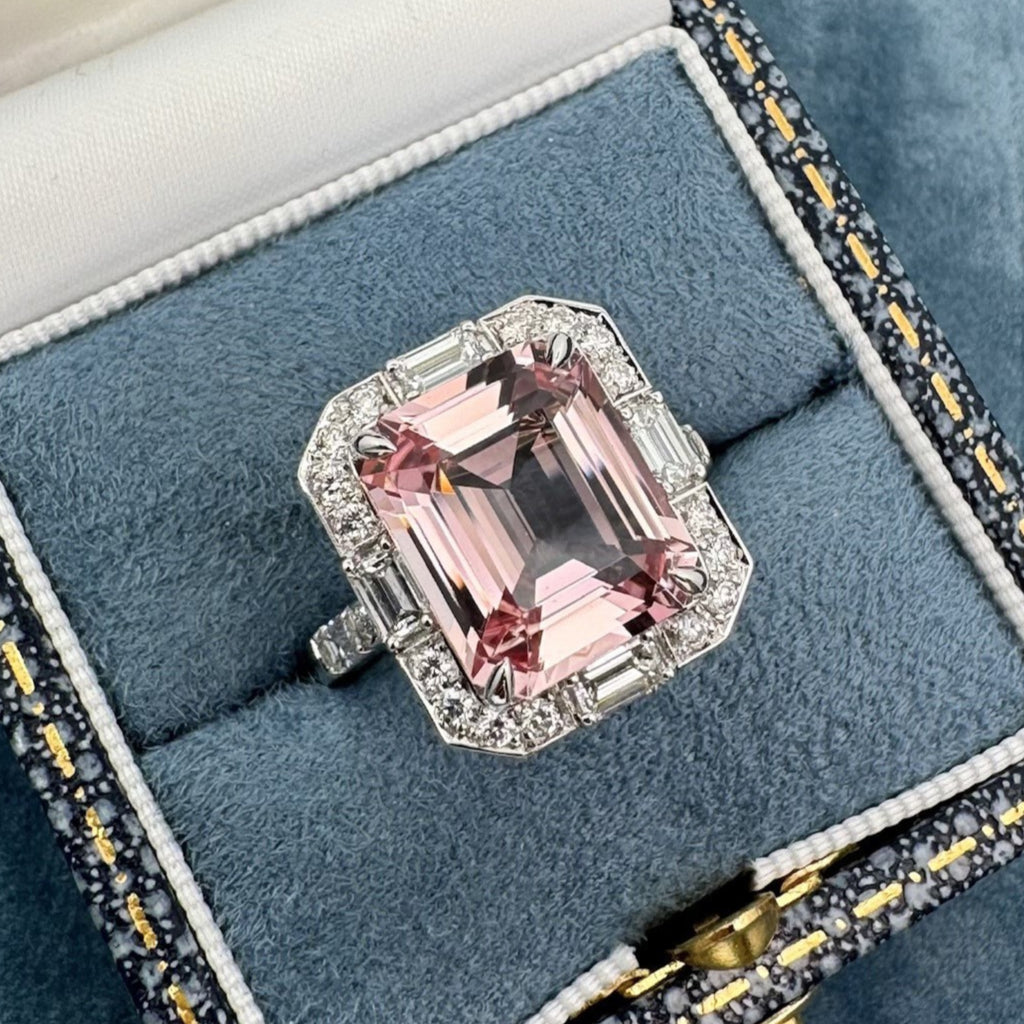 Morganite & Diamond Art Deco Cocktail Cluster Ring From Matthew Ely Jewellery 