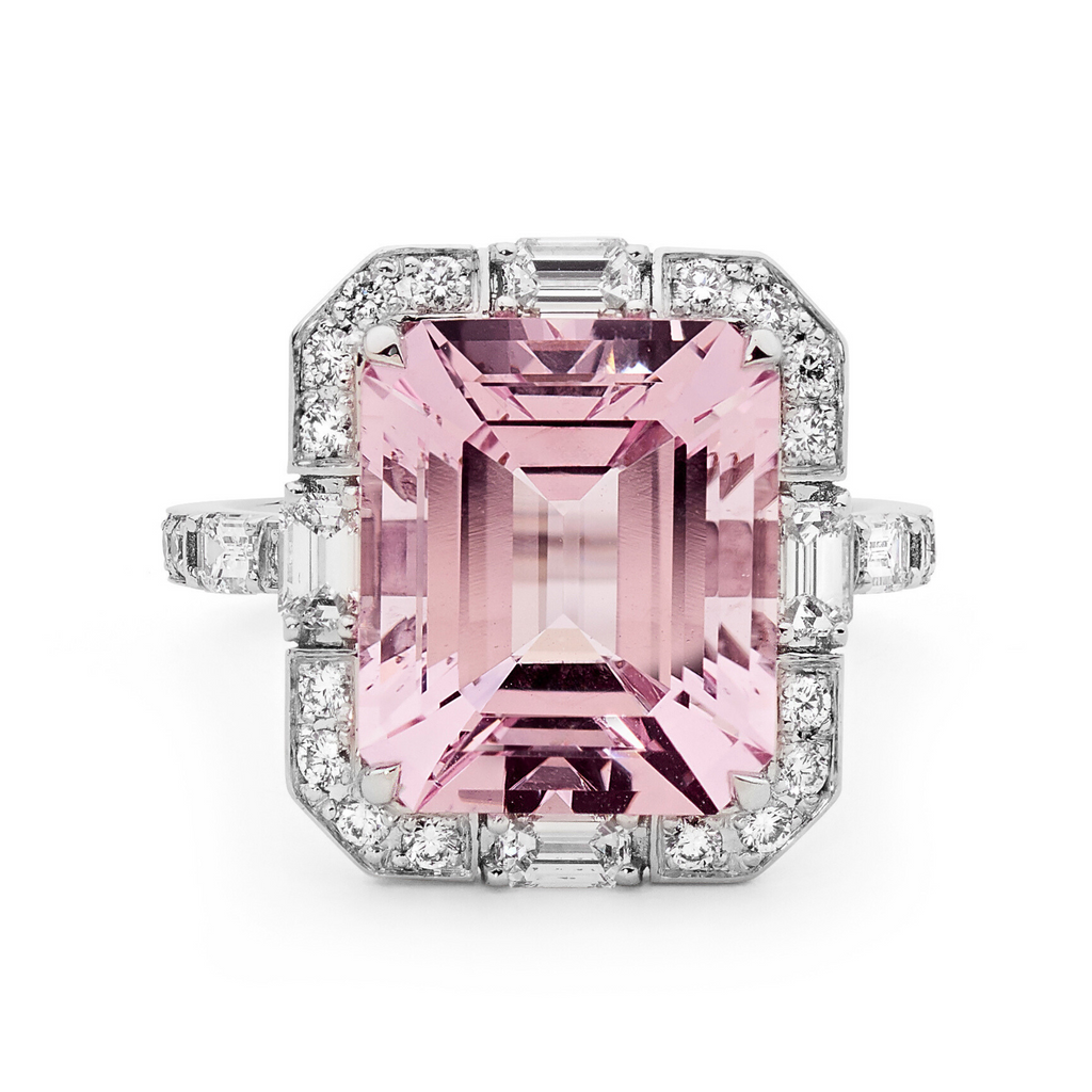 Morganite & Diamond Art Deco Cocktail Cluster Ring From Matthew Ely Jewellery 