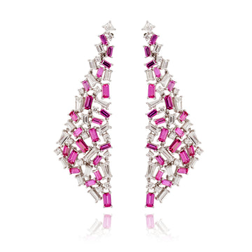 Handcrafted Mosaic Pink Sapphire & Diamond Earrings Matthew Ely Jewellery
