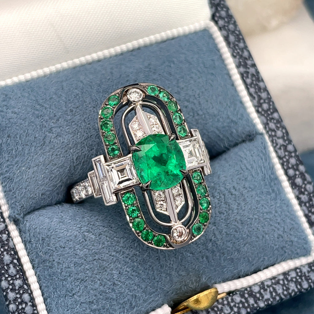 Emerald & Diamond Tablet Ring From Matthew Ely Jewellery 