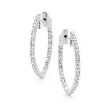 Oval diamond hoop earrings