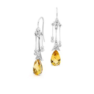 Heliodor and diamond earrings