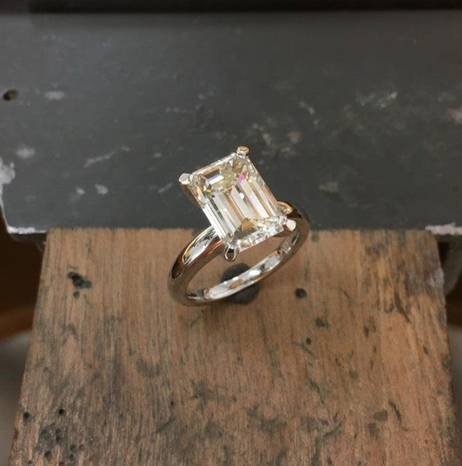 Platinum & 3.5ct Emerald-Cut Diamond Engagement Ring
