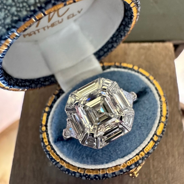 Platinum & Asscher Diamond Ring Custom Made Jewellery by Matthew Ely