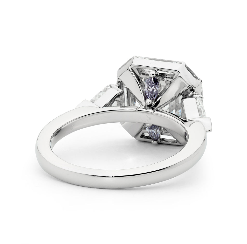 Platinum & Asscher Diamond Ring Custom Made Jewellery by Matthew Ely