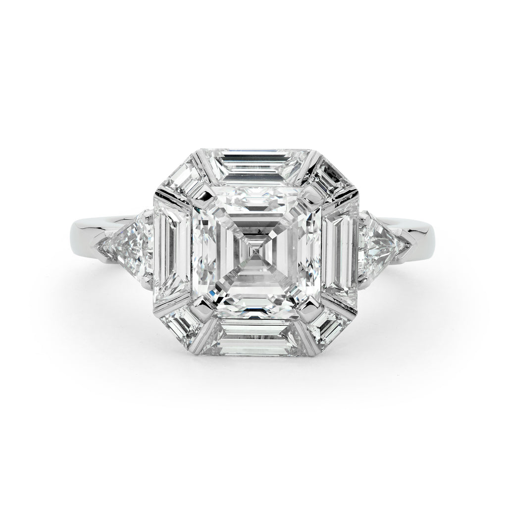 Platinum & Asscher Diamond Ring Custom Made Jewellery by Matthew Ely