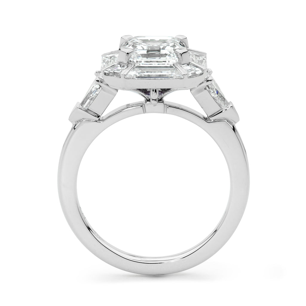 Platinum & Asscher Diamond Ring Custom Made Jewellery by Matthew Ely