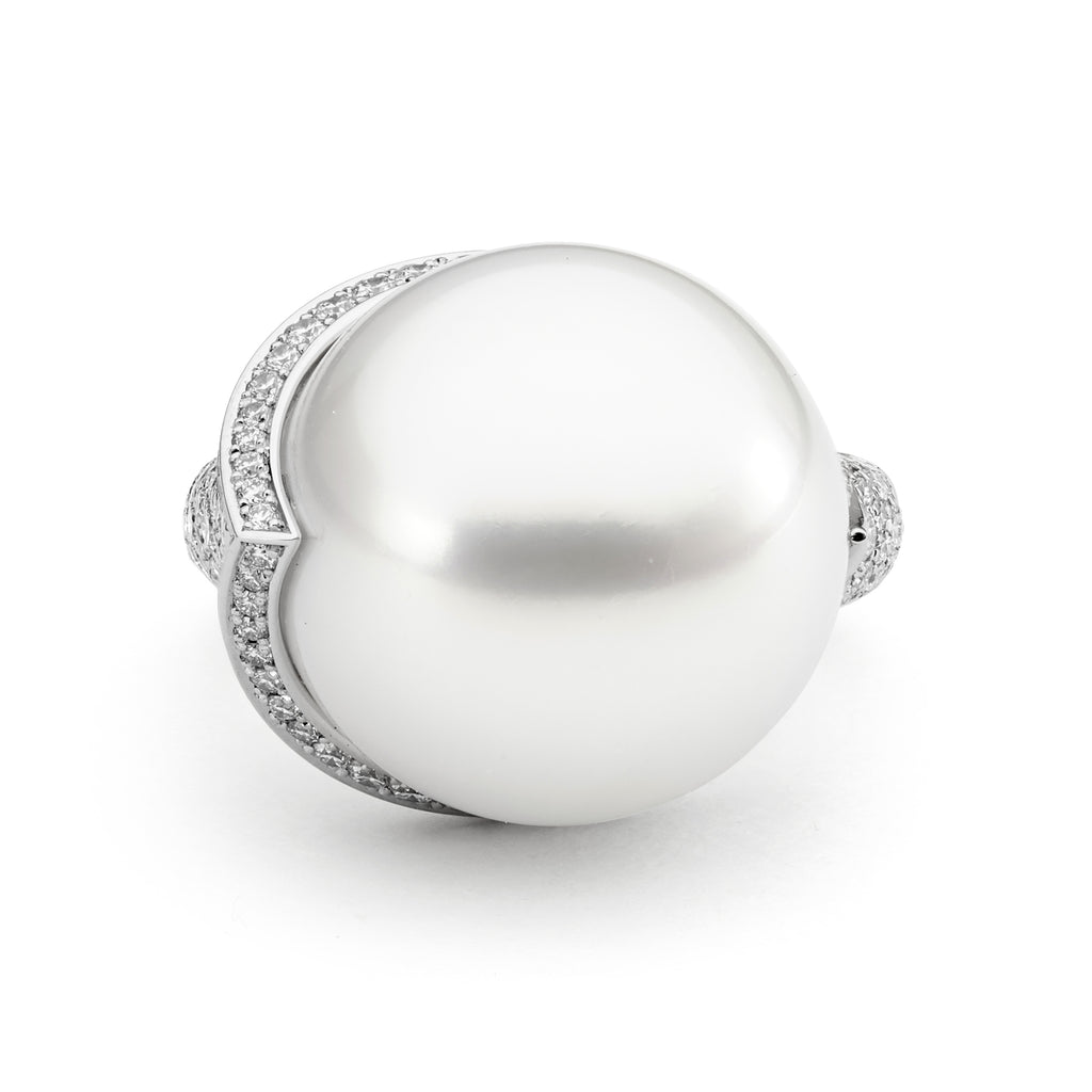 Platinum, Diamond & South Sea Pearl Ring From Matthew Ely Jewellery