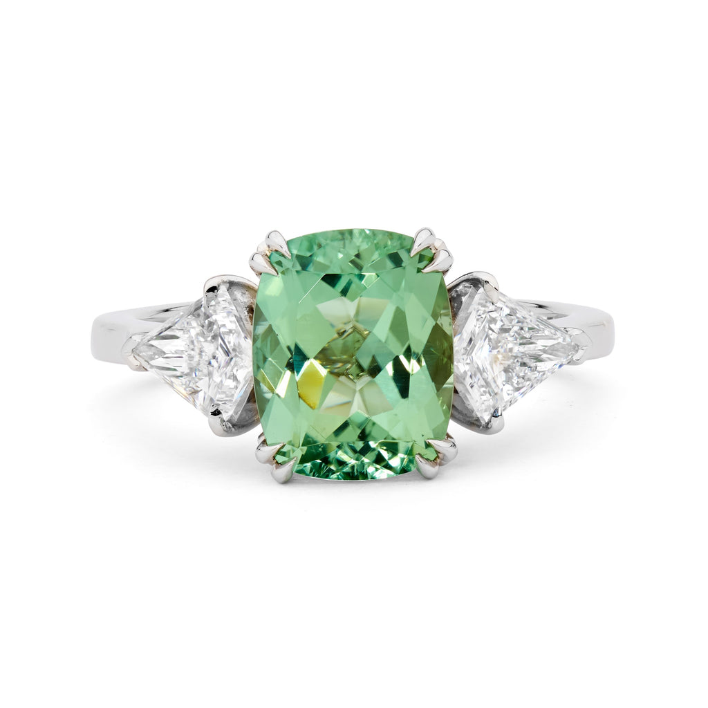 Green Tourmaline & Diamond Handcrafted Cocktail Ring