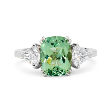 Green Tourmaline & Diamond Handcrafted Cocktail Ring