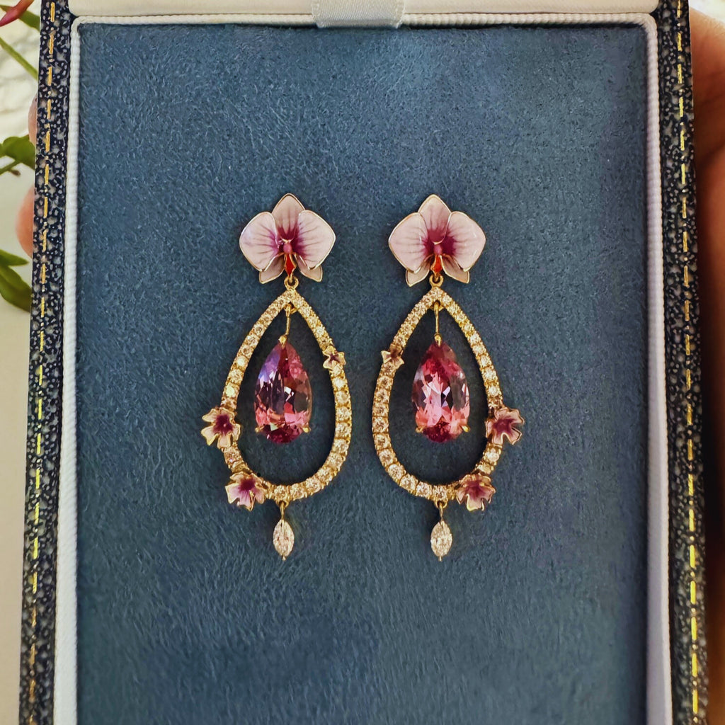 Purple Orchard Malaya Garnet Earrings by Matthew Ely