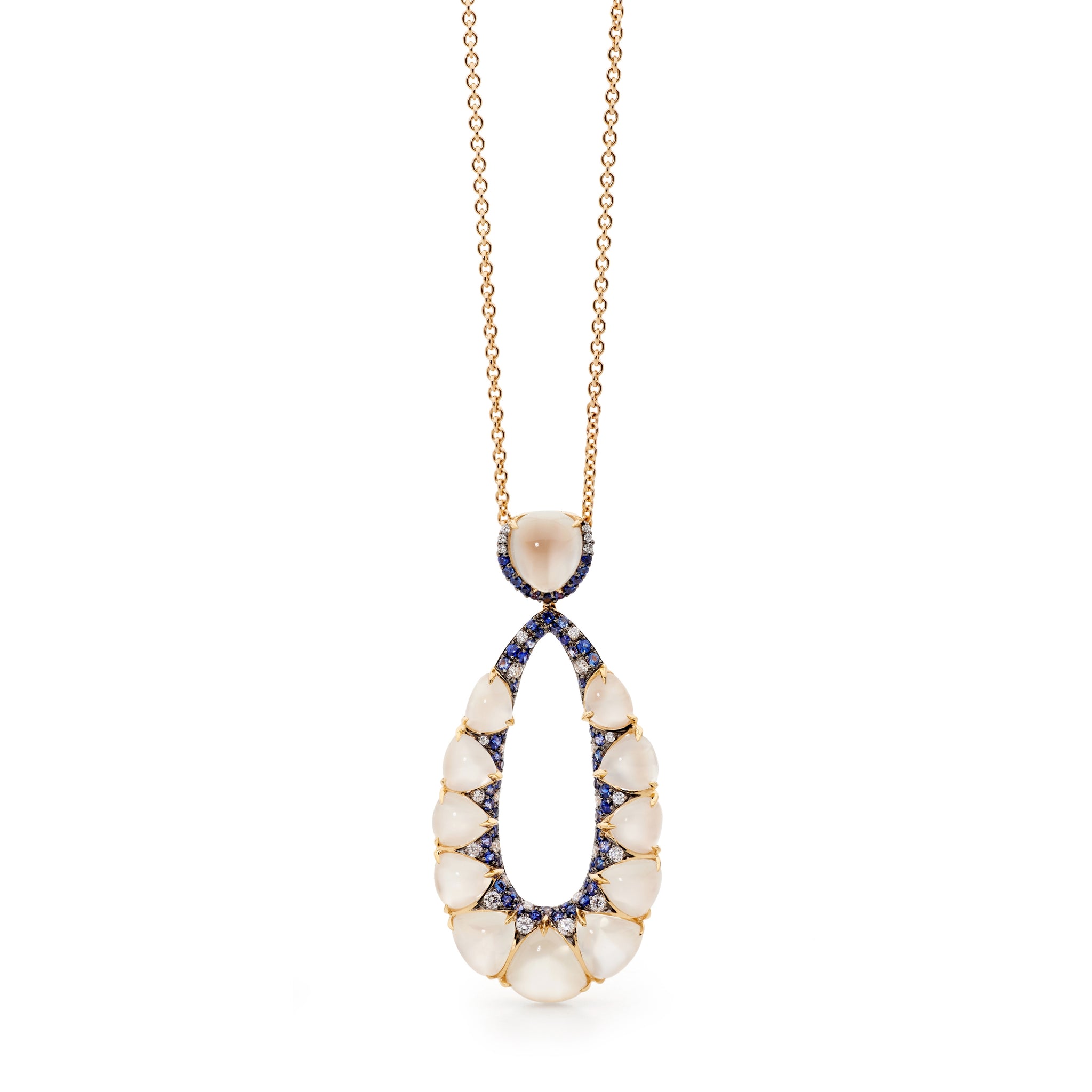 Diamond, Sapphire Moonstone Necklace Matthew Ely Jewellery