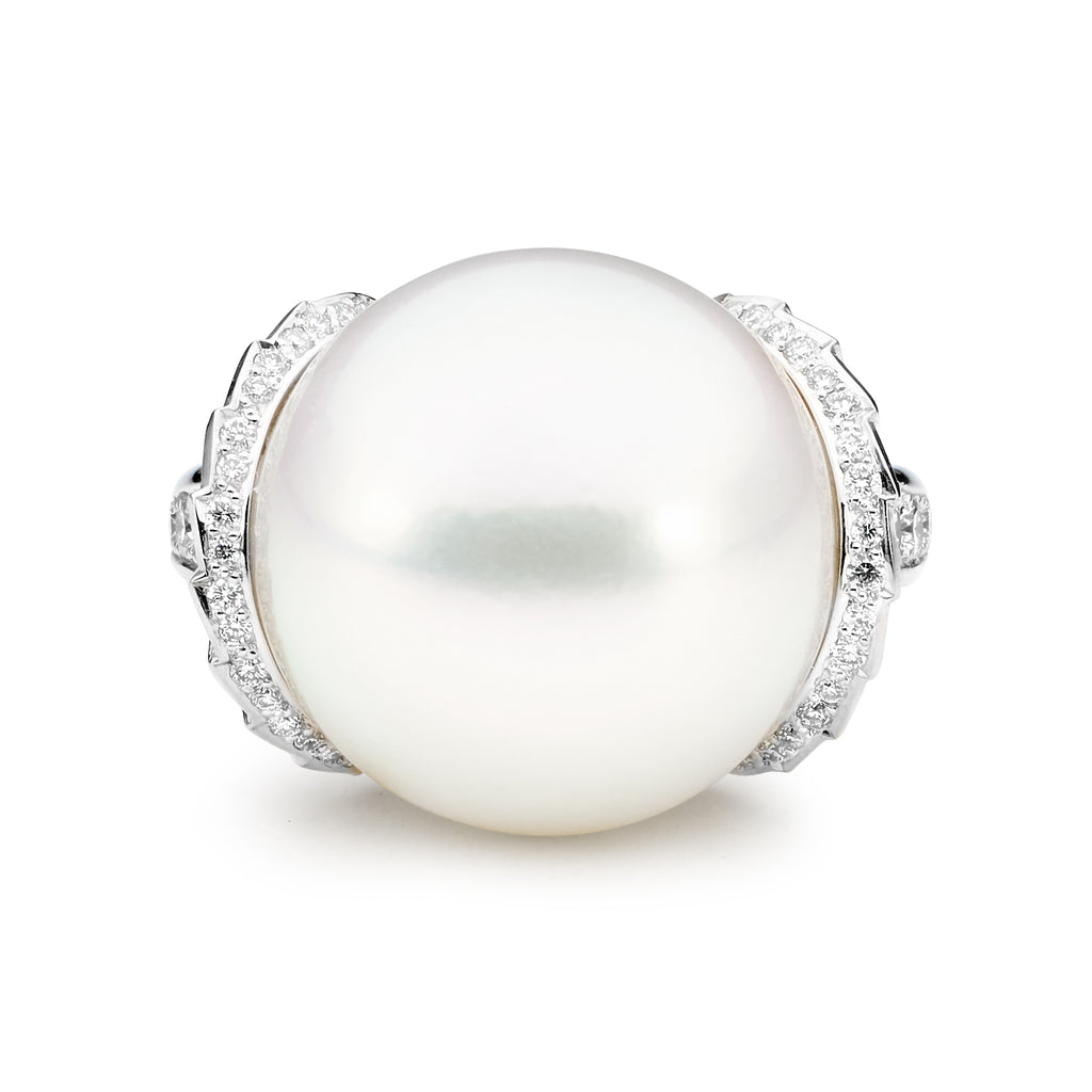 South Sea Fan Pearl & Diamond Ring