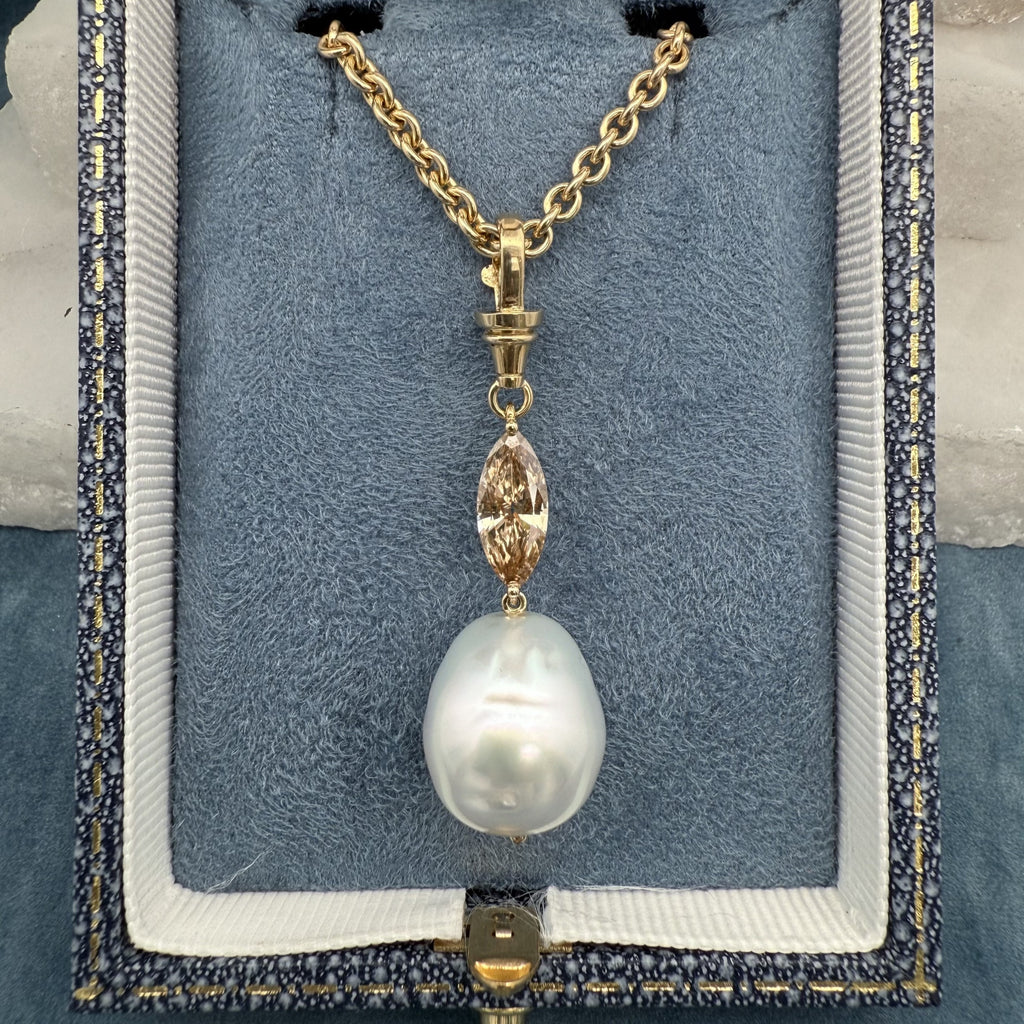 South Sea Pearl & Champagne Diamond Pendant