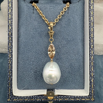South Sea Pearl & Champagne Diamond Pendant