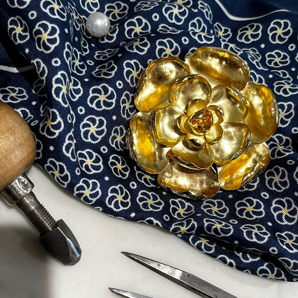 The Making of an 18ct Yellow Gold, Amethyst & South Sea Pearl Flower Brooch 6