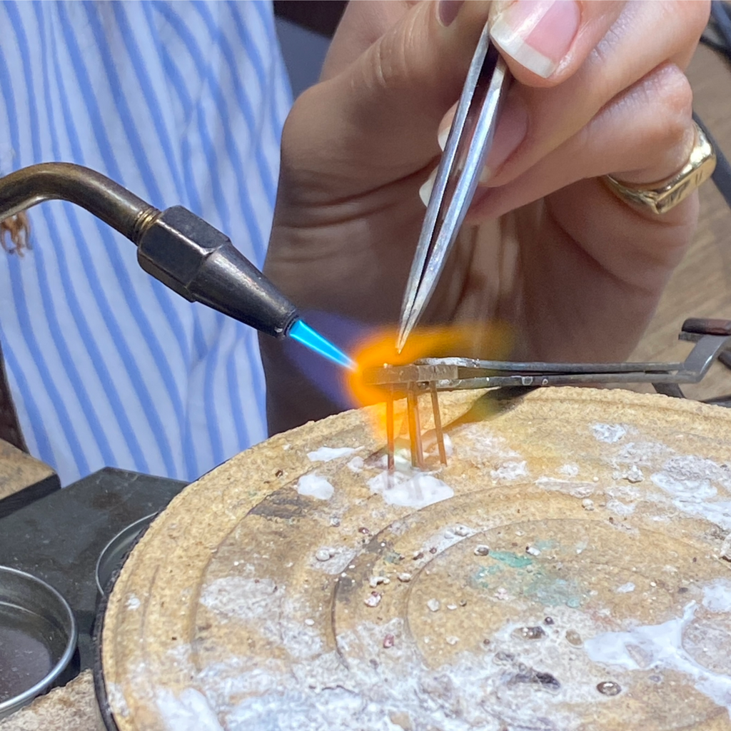 The making of an 18ct White Gold, Sapphire and Tanzanite Lapel Pin