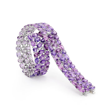 White Gold, Diamond & Purple Sapphire Bracelet