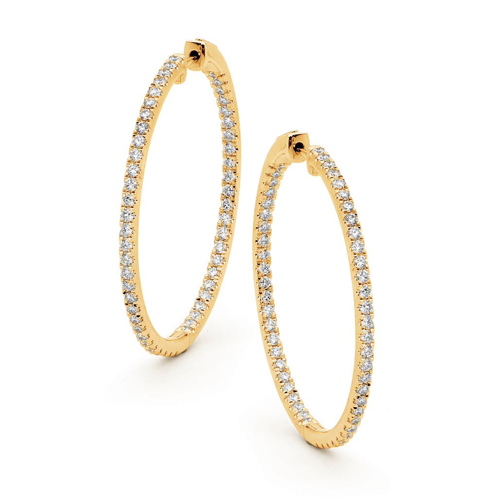 Yellow gold & diamond hoop earrings