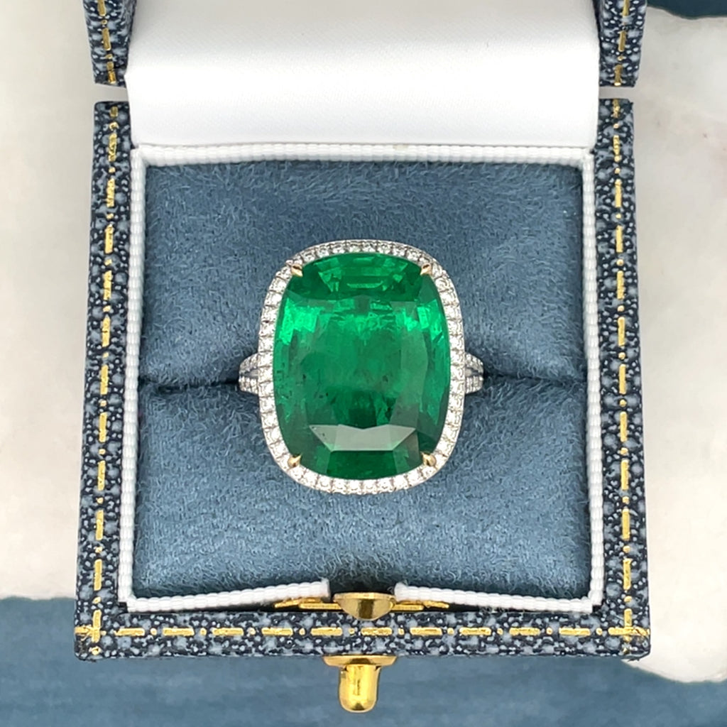 Zambian Emerald and Diamond Ring by Matthew Ely