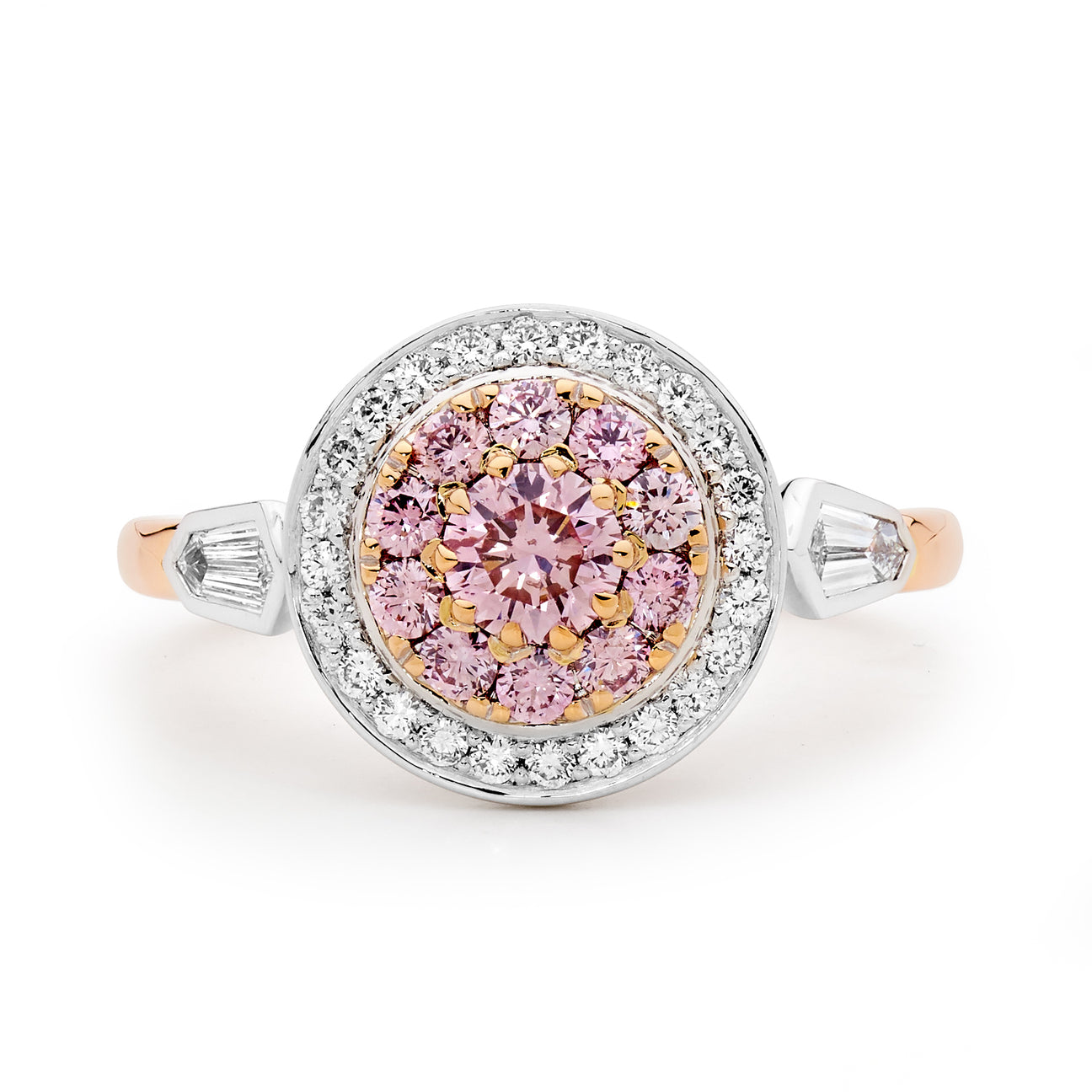 18ct Rose Gold & Platinum, White & Argyle Pink Diamond Ring By Matthew Ely