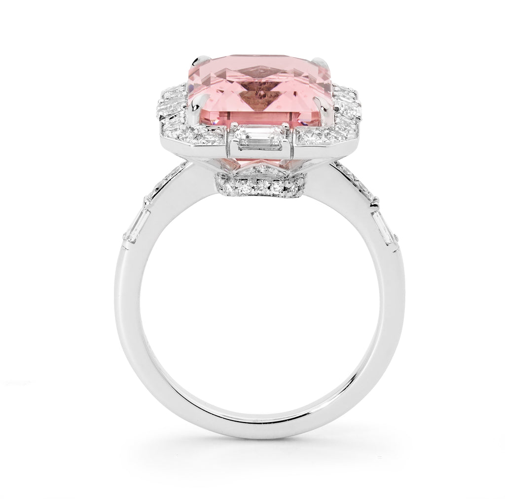 Morganite & Diamond Art Deco Cocktail Cluster Ring From Matthew Ely Jewellery 