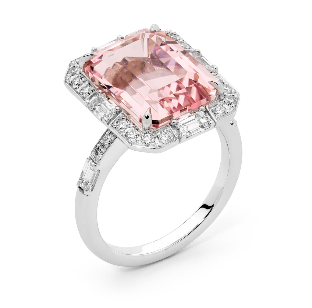 Morganite & Diamond Art Deco Cocktail Cluster Ring From Matthew Ely Jewellery 