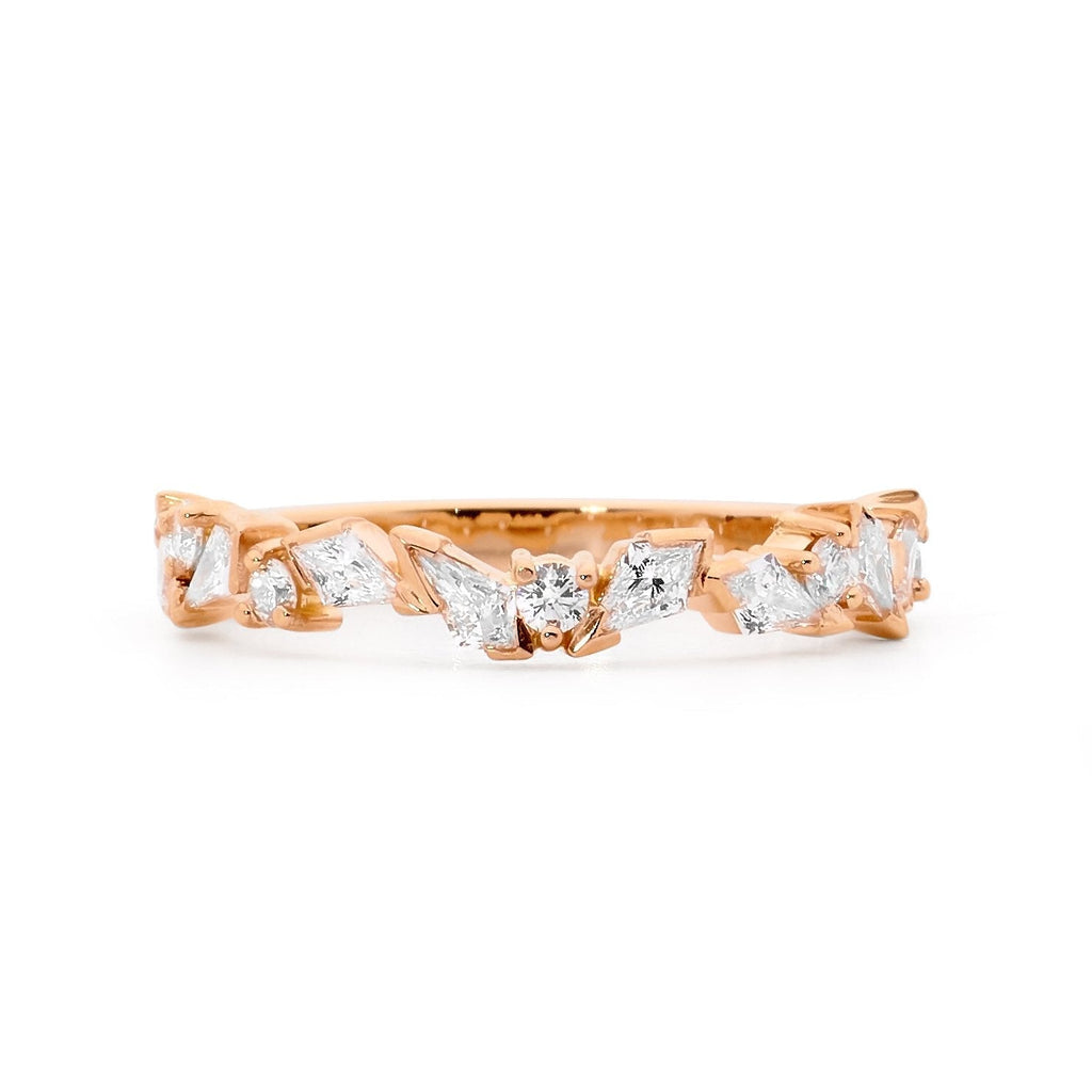 18ct Rose Gold, Kite & Brilliant Cut Diamond Wedding Ring