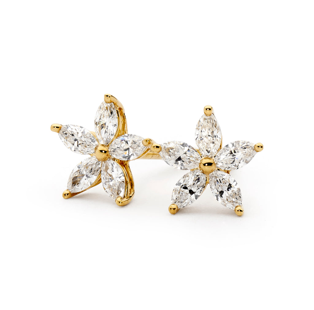 18ct Yellow Gold & Marquise Diamond Star Earrings