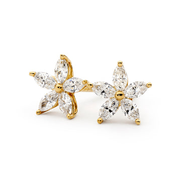18ct Yellow Gold & Marquise Diamond Star Earrings