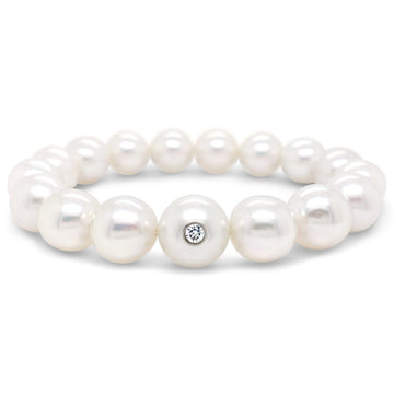 Pearl Bracelet with Diamond Stud