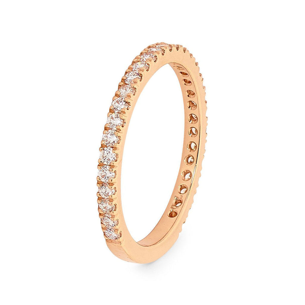 18ct Rose Gold & Round Brilliant Cut Diamond Wedding Ring