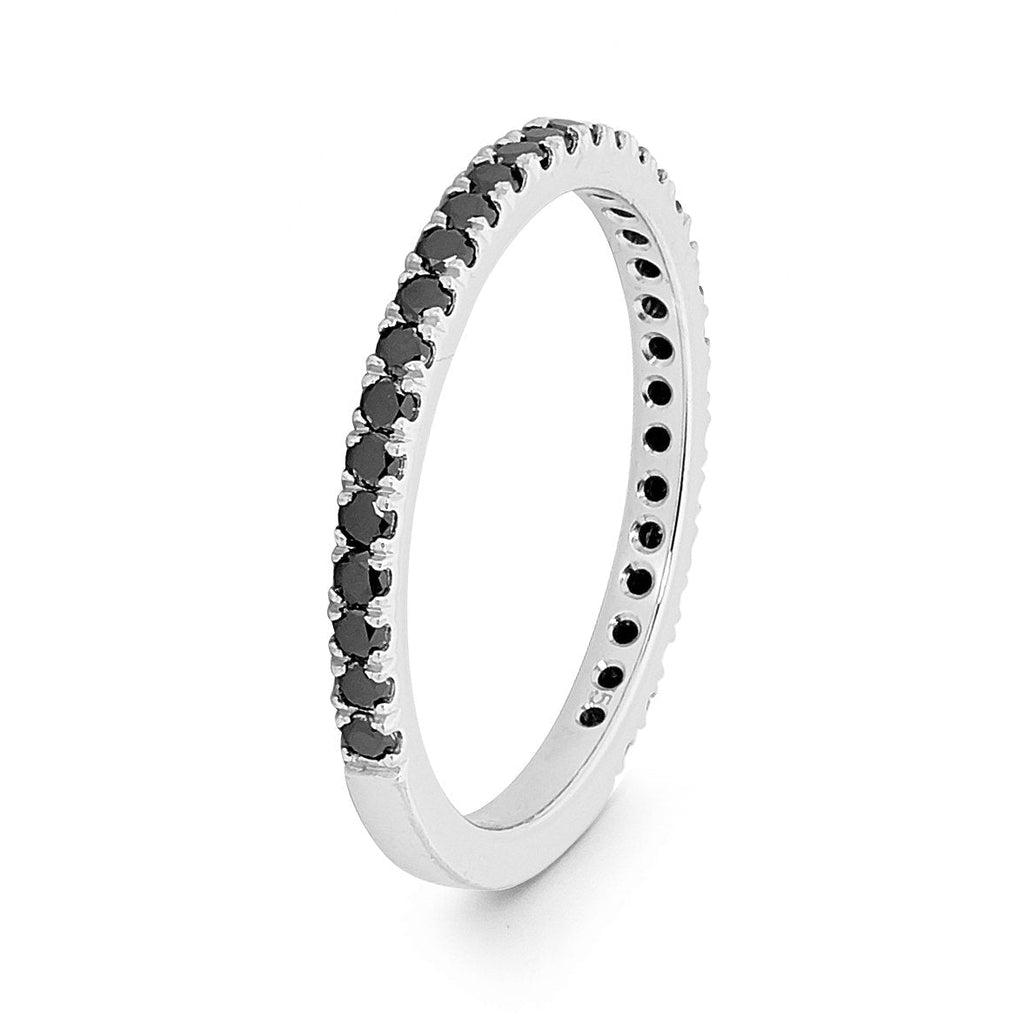 18ct White Gold & Black Diamond Wedding Ring