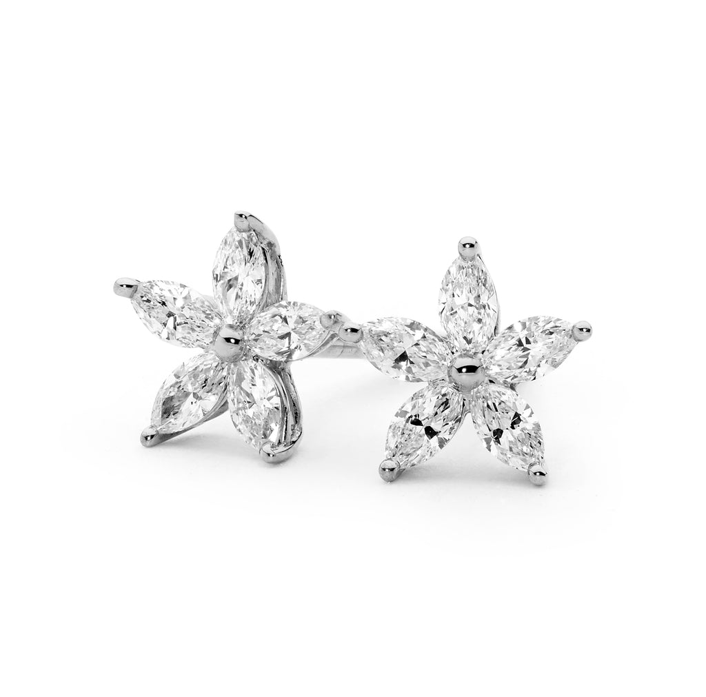 18ct White Gold & Marquise Diamond Star Earrings