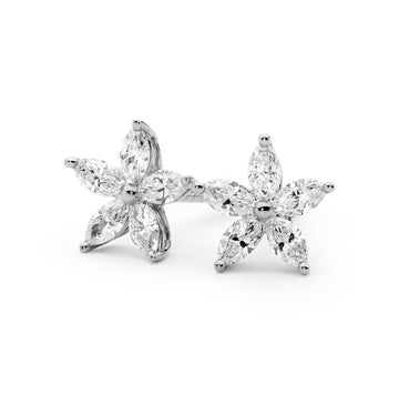 18ct White Gold & Marquise Diamond Star Earrings