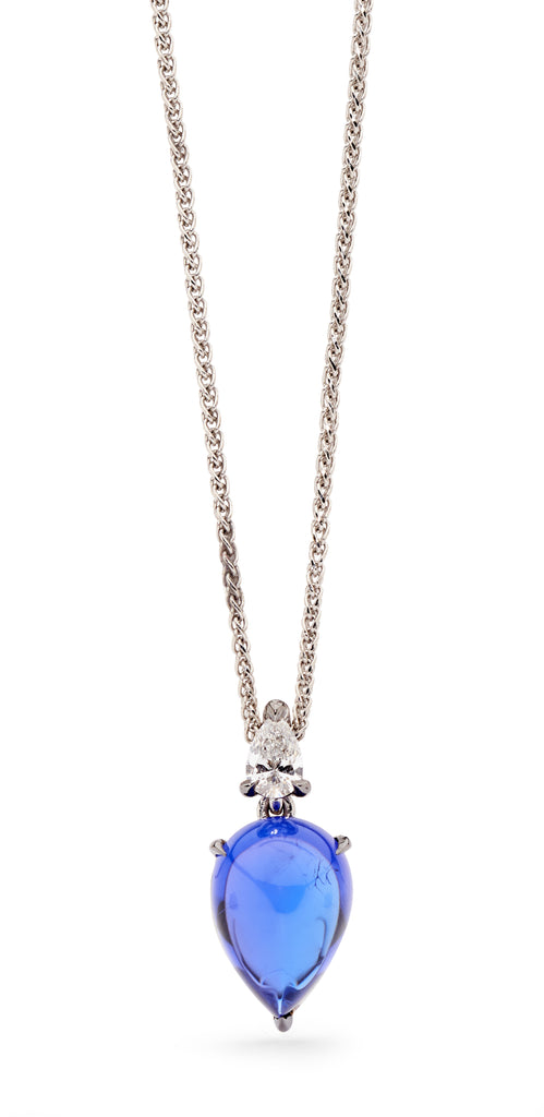 18ct White Gold, Tanzanite & Diamond Pendant