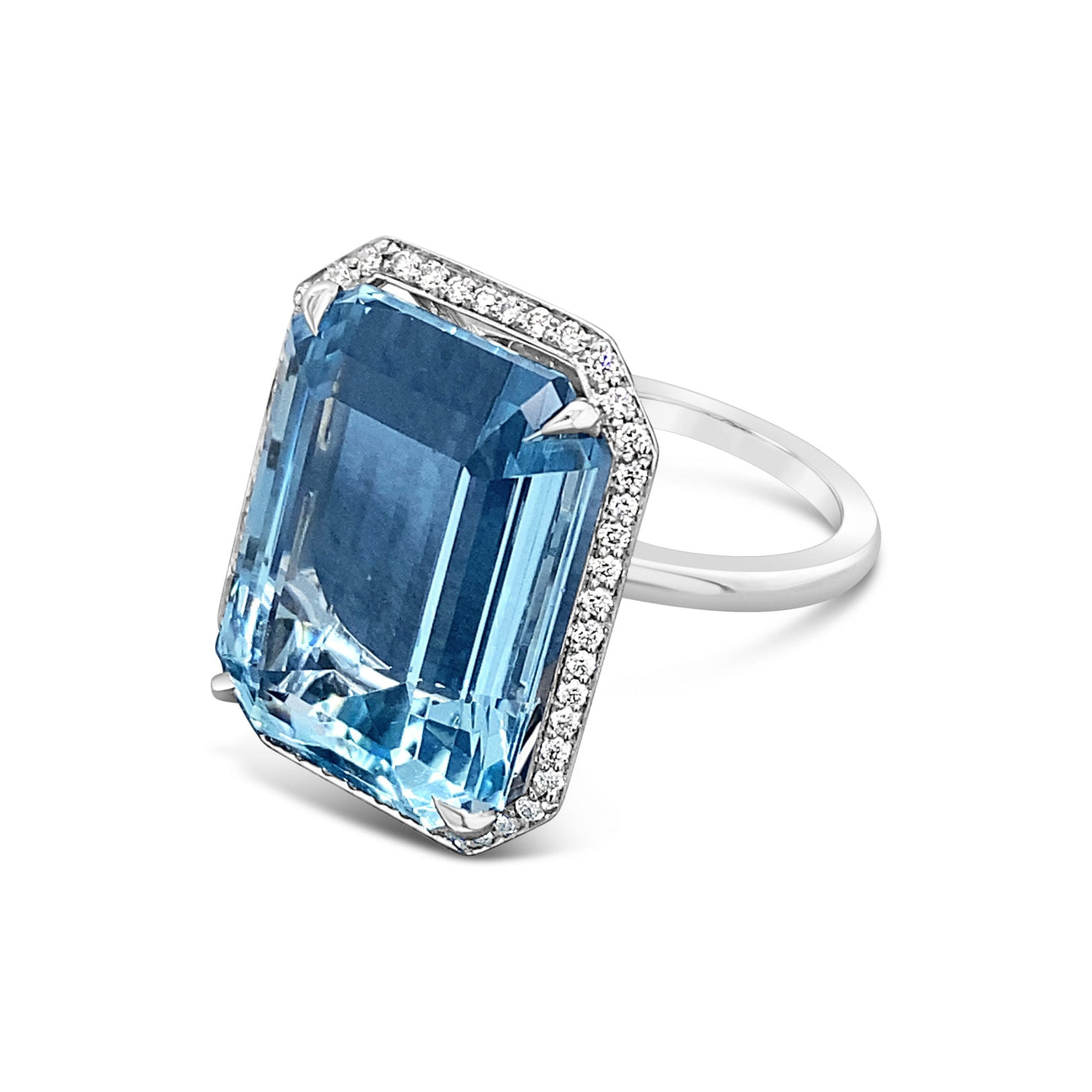 18ct White Gold, Aquamarine & Diamond Ring Custom Made