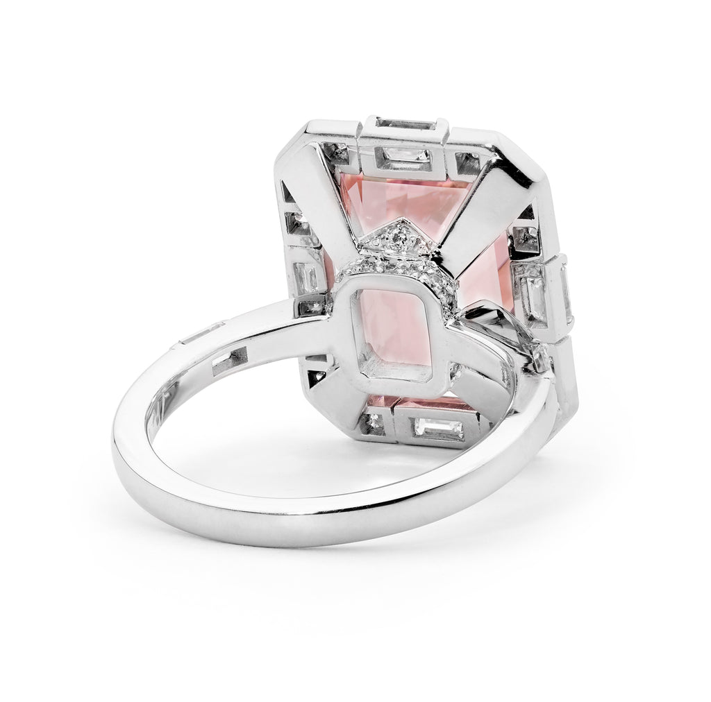 Art Deco Diamond & Morganite Cocktail Ring from Matthew Ely Jewellery